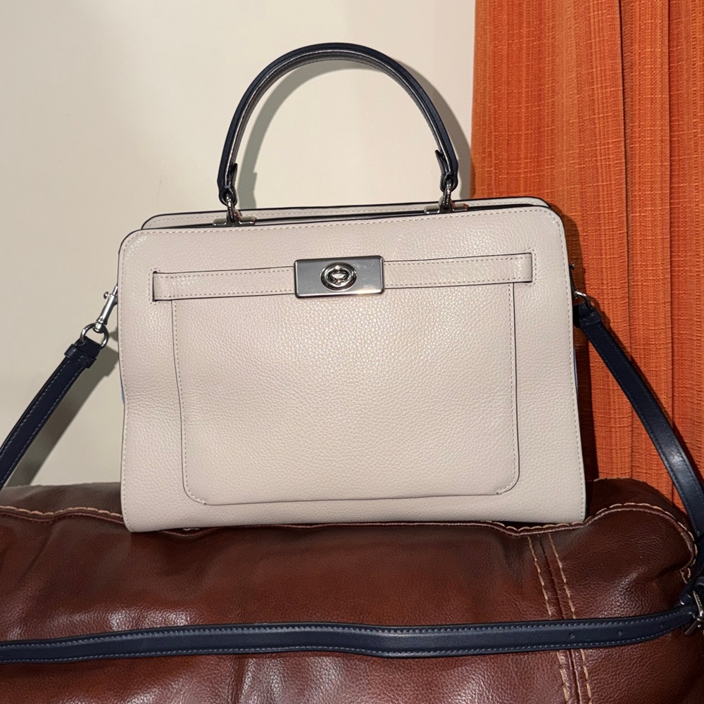 🔥🔥🔥Coach Lane Carryall Color block Leather Top Handle Satchel Crossbody Bag